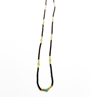 Debbie Fisher | Brown Seed, Gold Vermeil & Amazonite Beads with Gold Fill Clasp Necklace