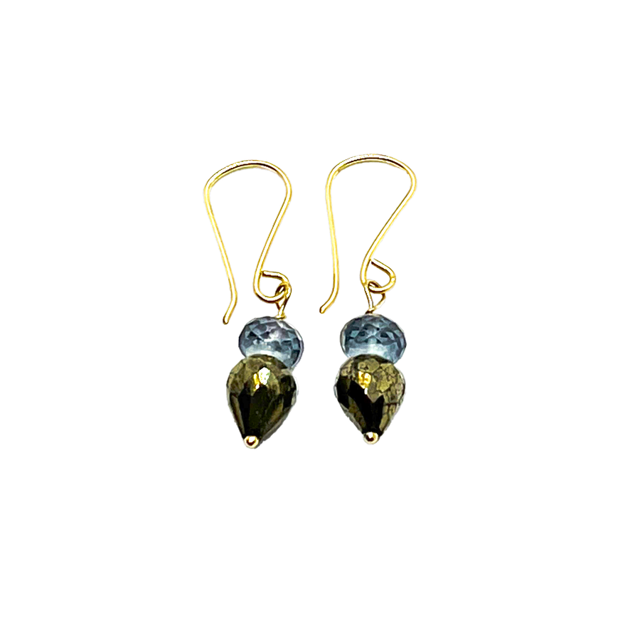 DEBBIE FISHER | Grey Quartz and Pyrite Bead Earring