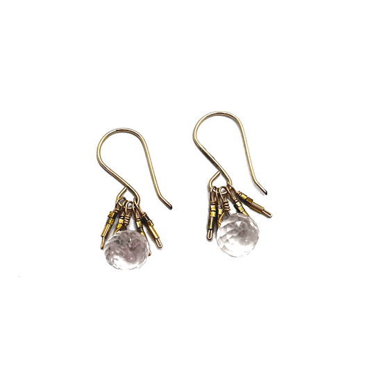 DEBBIE FISHER | Clear Quartz and Gold Vermeil Beads on Gold Fill Wire Earrings