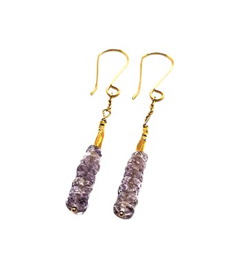 DEBBIE FISHER | Pink Amethyst and Gold Vermeil Beads on Gold Fill Wire Earrings