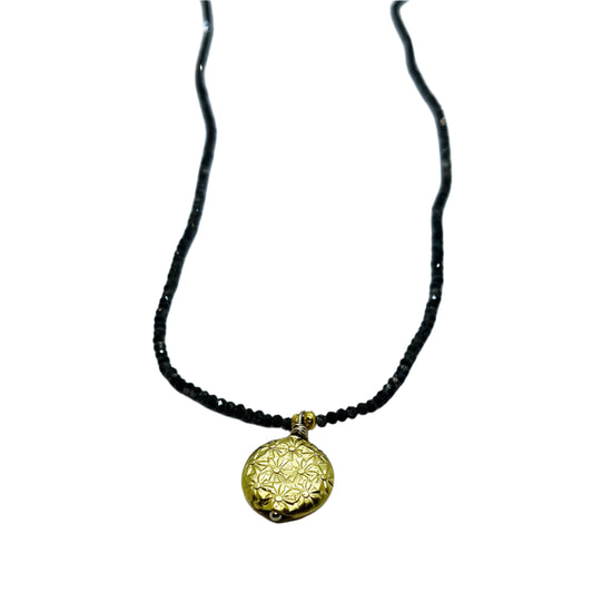DEBBIE FISHER | Natural Zircon Beads with Gold Vermeil Bead Drop with Gold Fill Clasp Necklace (Dark)