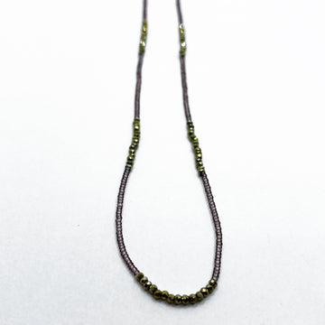 Debbie Fisher | Glass Seed & Gold Pyrite Bead Necklace