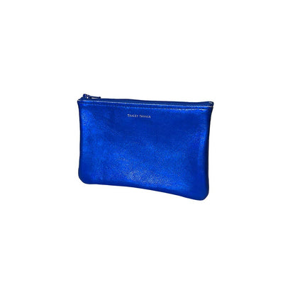 TRACEY TANNER | Small Zip Pouch - Distress Metallic Navy/Black