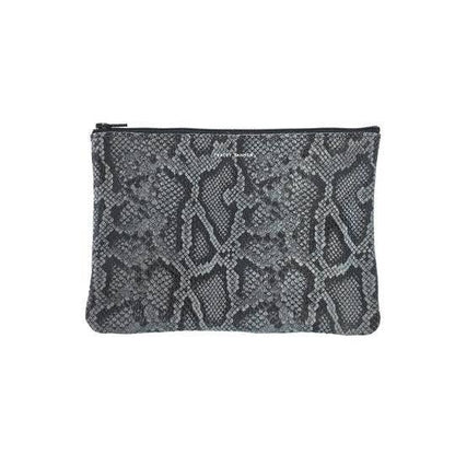 Medium Zip Pouch: Foil Black