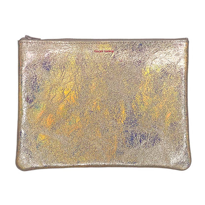 Large Zip Pouch: Hologram Golden