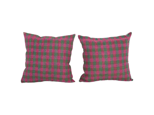 Pink and Green Striped Outdoor Turkish Pillow | 20" x 20"