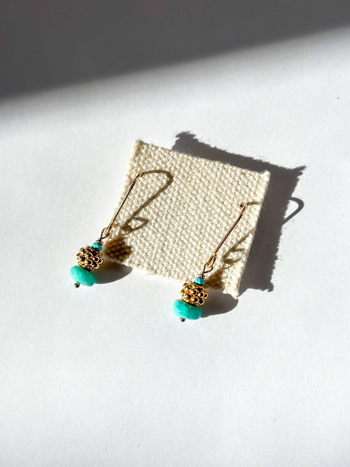 DEBBIE FISHER | Turquoise and Gold Vermeil Bead on Gold Fill Wire Earrings
