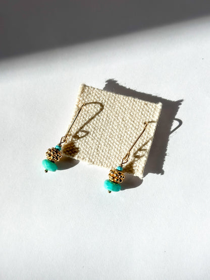 DEBBIE FISHER | Turquoise and Gold Vermeil Bead on Gold Fill Wire Earrings