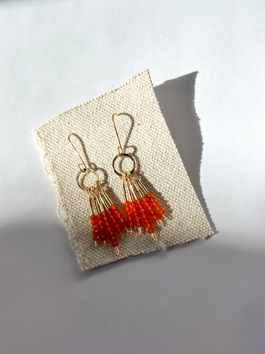 DEBBIE FISHER | Earrings of Carnelian and Gold Fill Bead Fringe