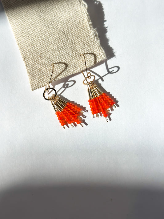 DEBBIE FISHER | Earrings of Carnelian and Gold Fill Bead Fringe