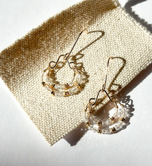 DEBBIE FISHER | Earrings of Clear Quartz and Gold Vermeil Beads