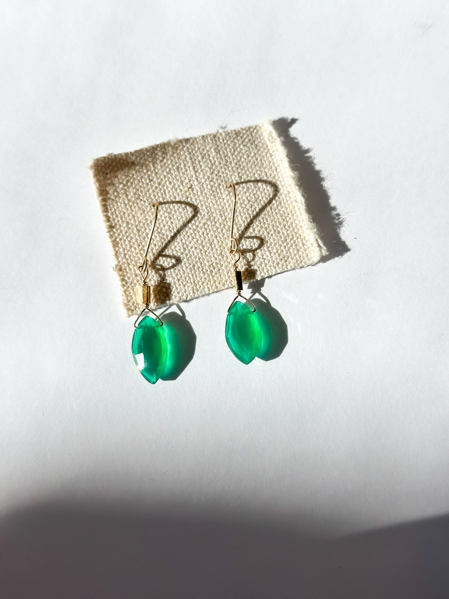 DEBBIE FISHER | Green Onyx and Gold Vermeil on Gold Fill Wire Earrings