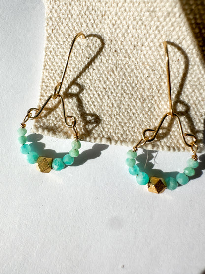 DEBBIE FISHER | Ammonite and Gold Bead on Gold Fill Wire Earrings