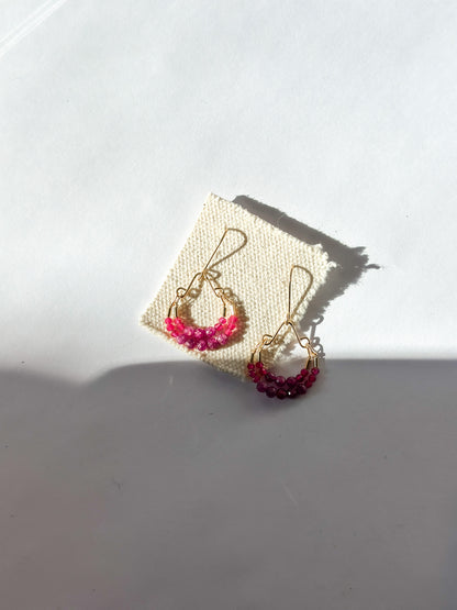 DEBBIE FISHER | Ruby, Pink Quartz and Gold Fill Beads on Gold Fill Wire Earrings
