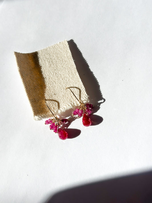 DEBBIE FISHER | Earrings of Ruby Bead Clusters