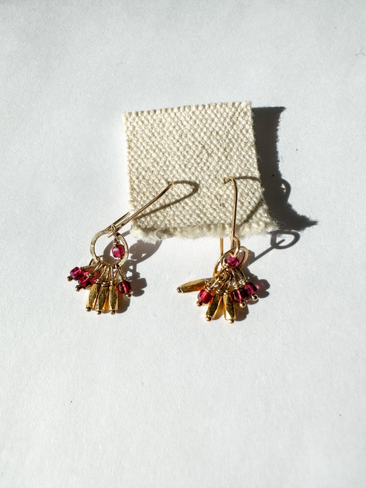 DEBBIE FISHER | Garnet and Gold Vermeil Beads on Gold Fill Wire Earrings