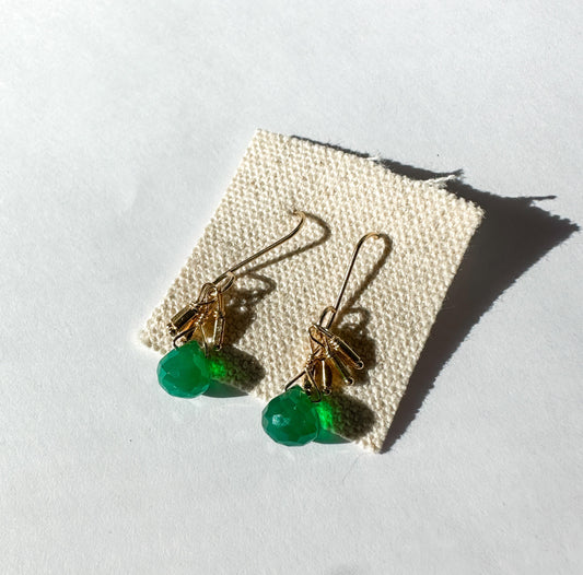 DEBBIE FISHER | Green Onyx and Gold Filled Cluster Earring