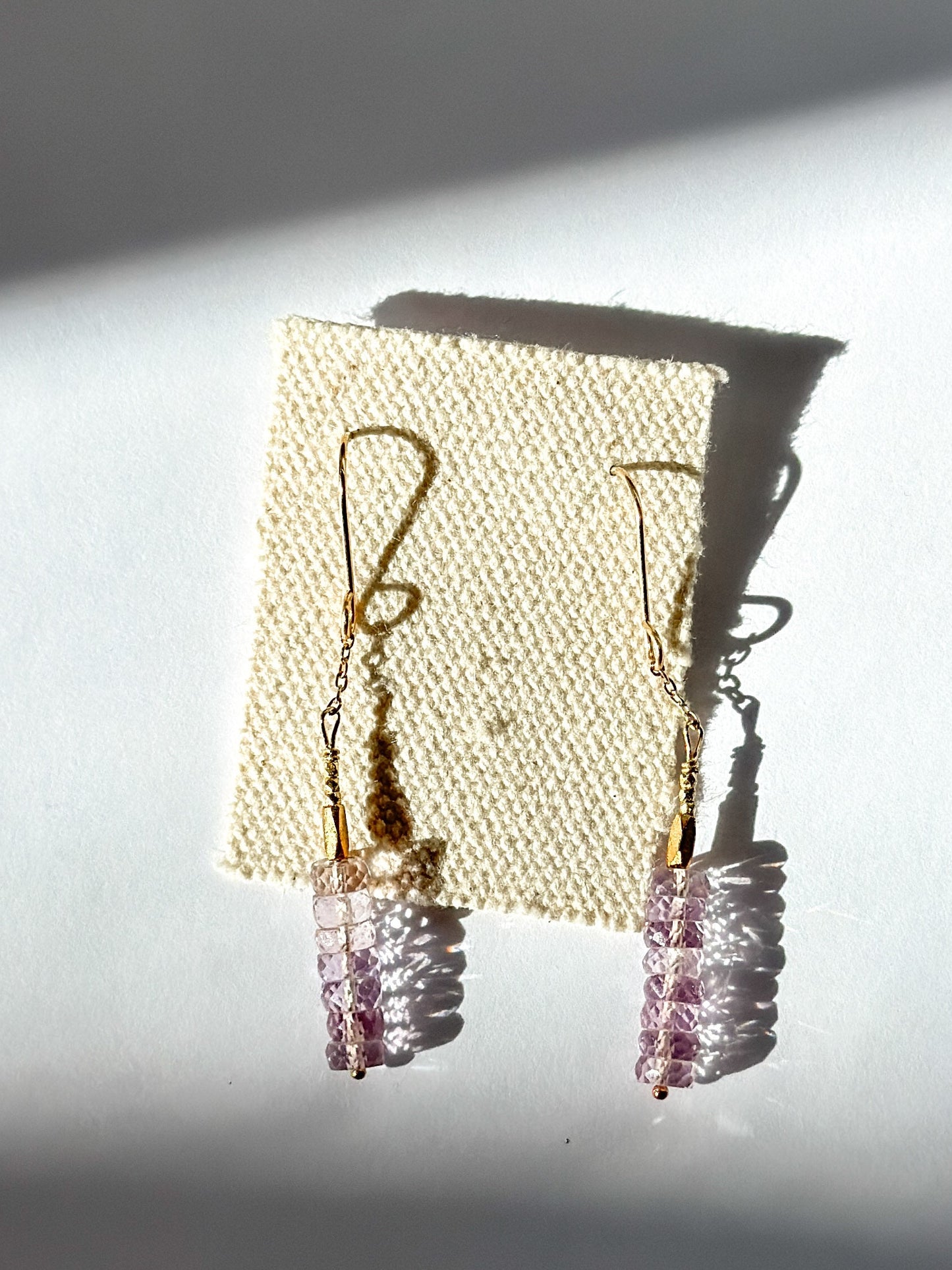 DEBBIE FISHER | Pink Amethyst and Gold Vermeil Beads on Gold Fill Wire Earrings