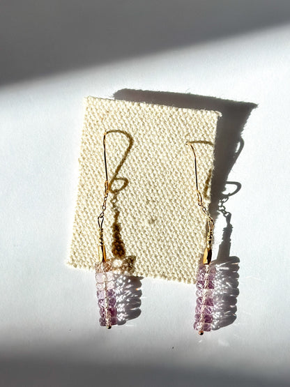 DEBBIE FISHER | Pink Amethyst and Gold Vermeil Beads on Gold Fill Wire Earrings