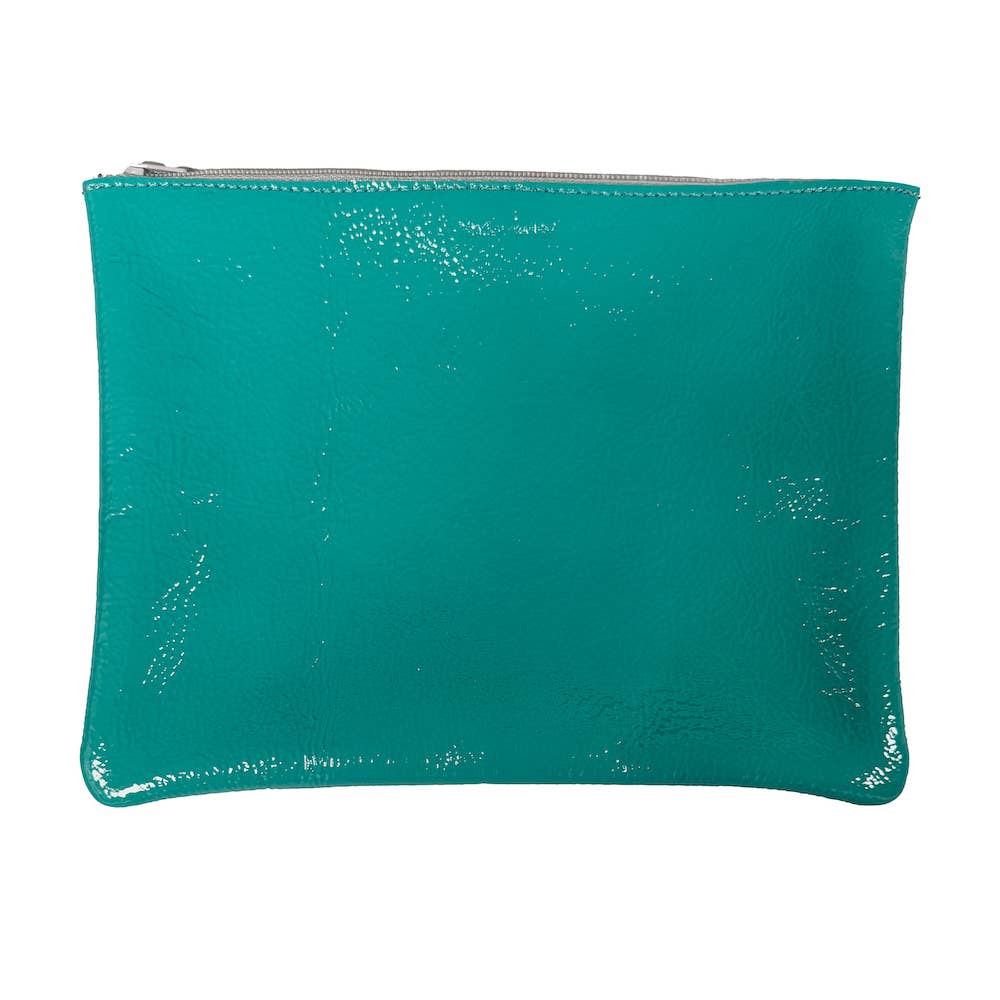 Large Zip Pouch: Candy Patent Turquoise