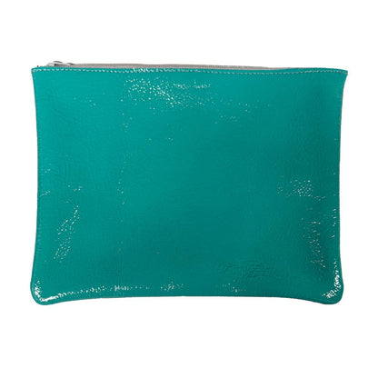 Large Zip Pouch: Candy Patent Turquoise