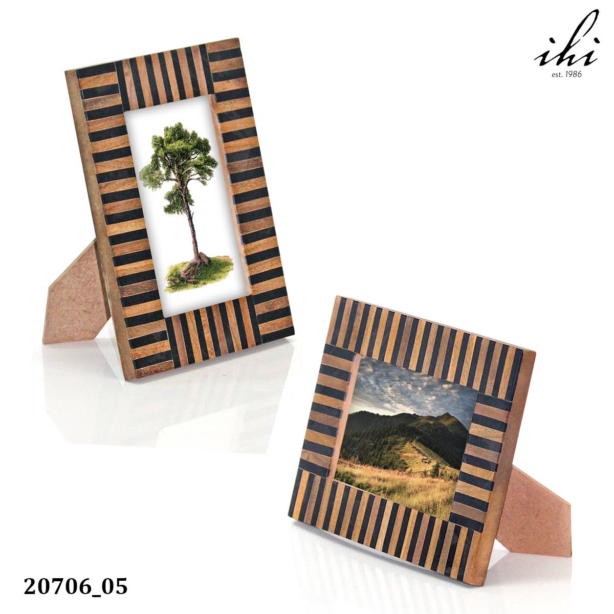 Ebony & Ivory Striped Wood Frame, 5x7