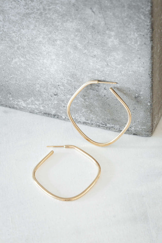 COLLEEN MAUER | Gold Square Hoop Earrings