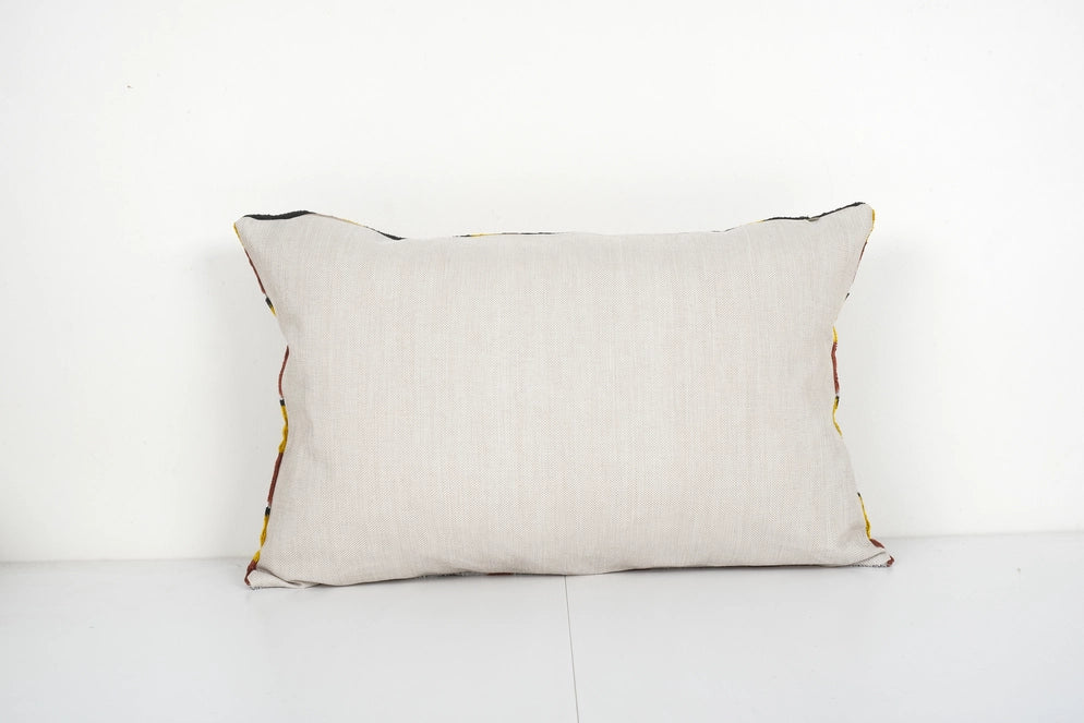 Colorful Ikat Velvet Lumbar Silk Cushion | 16" x 24"