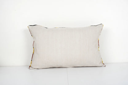Colorful Ikat Velvet Lumbar Silk Cushion | 16" x 24"