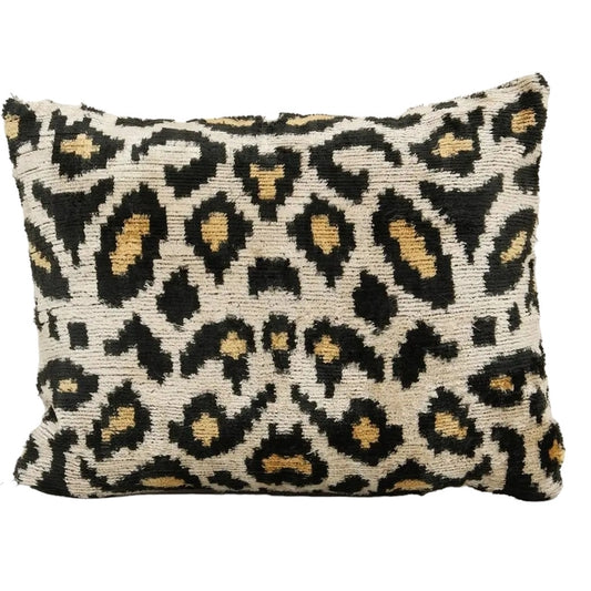 Leopard Ikat Velvet Pillow | 10" x 14"