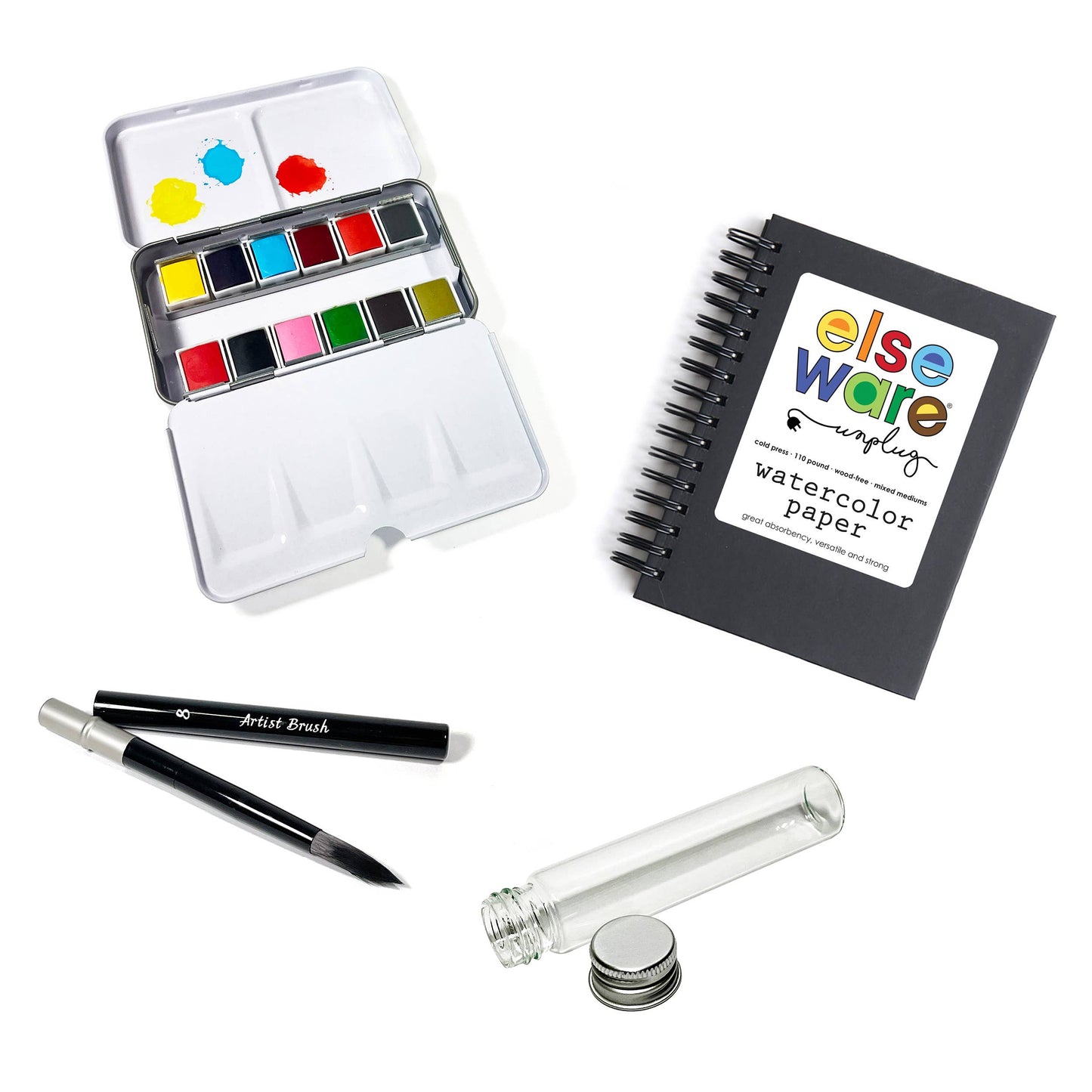 Watercolor To Go Kit - Portable, Travel-Friendly - 12 Colors