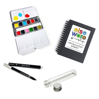 Watercolor To Go Kit - Portable, Travel-Friendly - 12 Colors