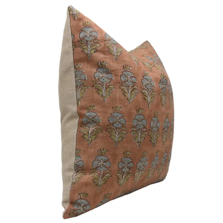 Block Print Linen Pillow | Mor Mukut
