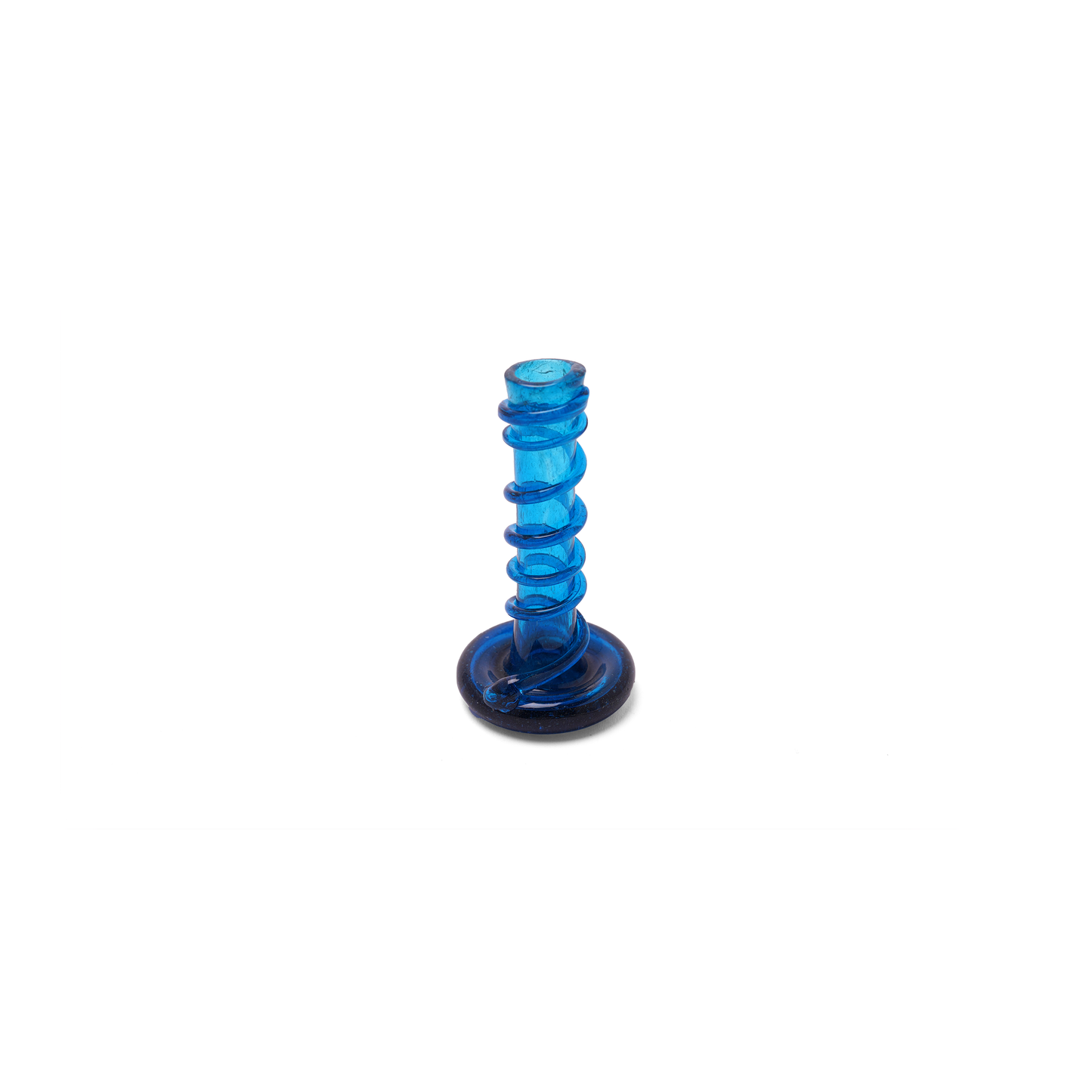 KILIIM | SWIRL RECYCLED GLASS CANDLE HOLDER: Blue