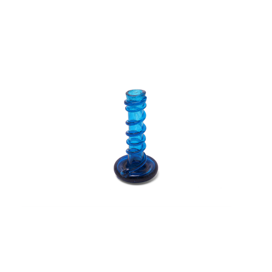 KILIIM | SWIRL RECYCLED GLASS CANDLE HOLDER: Blue