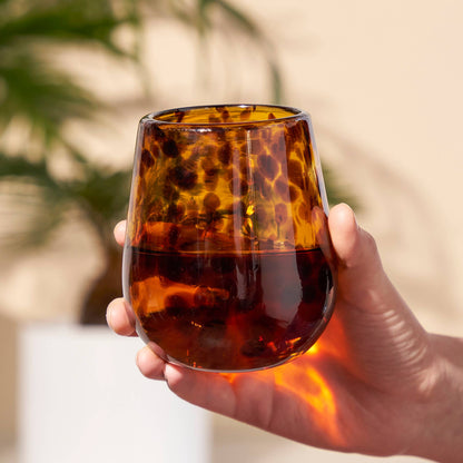 Tortuga Recycled Glass Stemless Wine Glasses - Single: Brown / Recycled Glassware