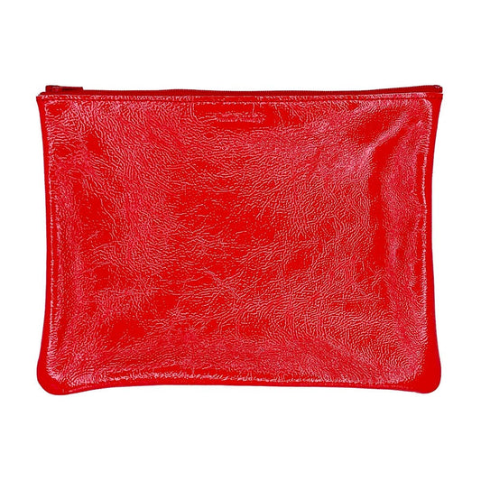 Large Zip Pouch: Candy Patent Vermilion