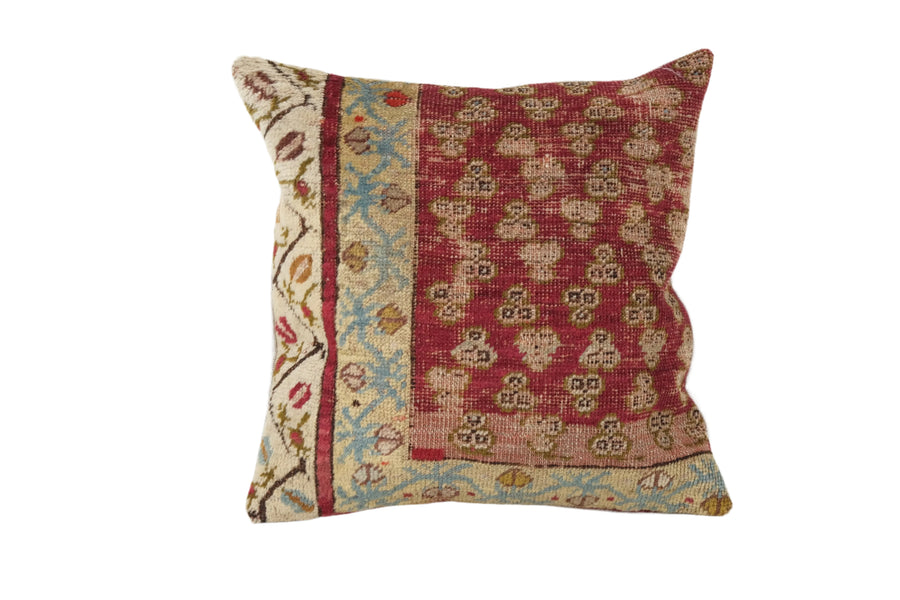 Square Brick Red and Orange Turkish Oushak Rug Pillow | 19 