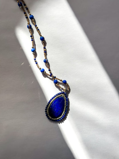 Danielle Welmond |  Necklace of Lapis & Gold Pyrite on silk cord