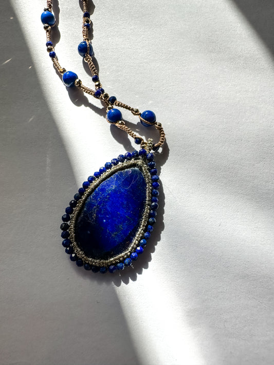 Danielle Welmond |  Necklace of Lapis & Gold Pyrite on silk cord