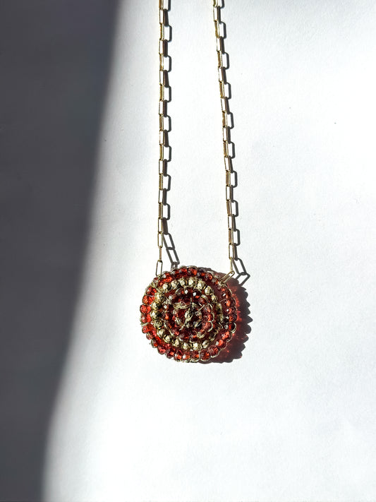 DANIELLE WELMOND | Garnet and Gold Pyrite Necklace