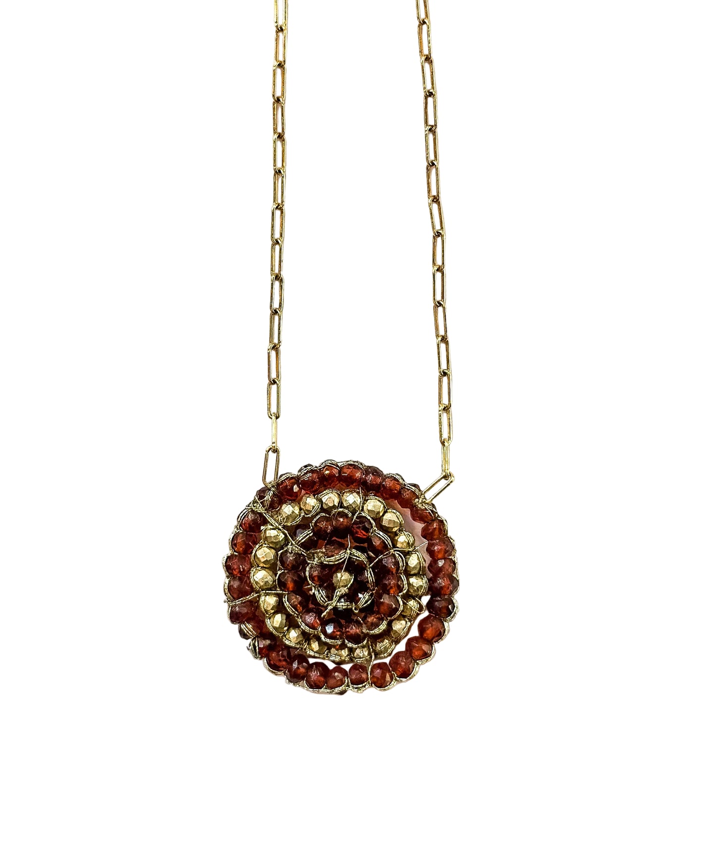 DANIELLE WELMOND | Garnet and Gold Pyrite Necklace
