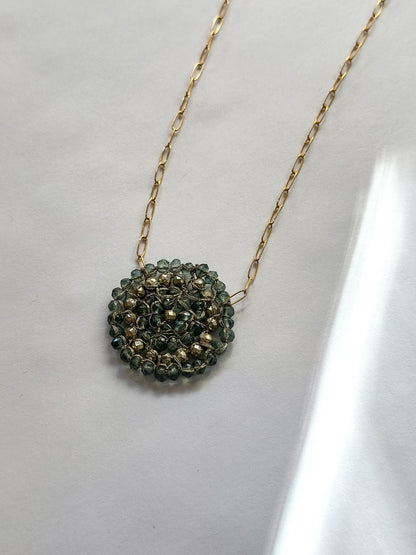 DANIELLE WELMOND | Green Amethyst and Gold Pyrite on Gold Filled Chain