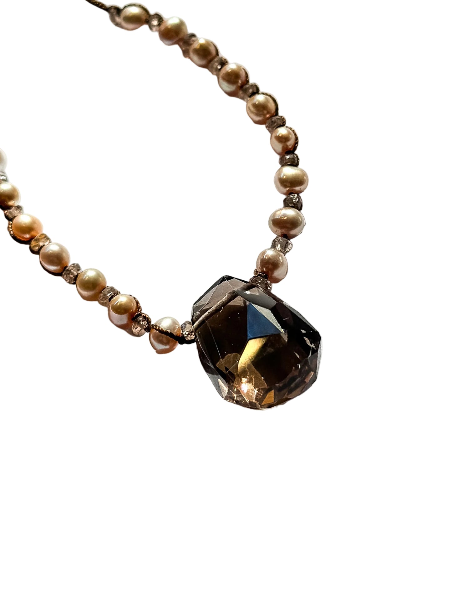 DANIELLE WELMOND |  Necklace of Brown Zircon, Pearls and Smokey Quartz