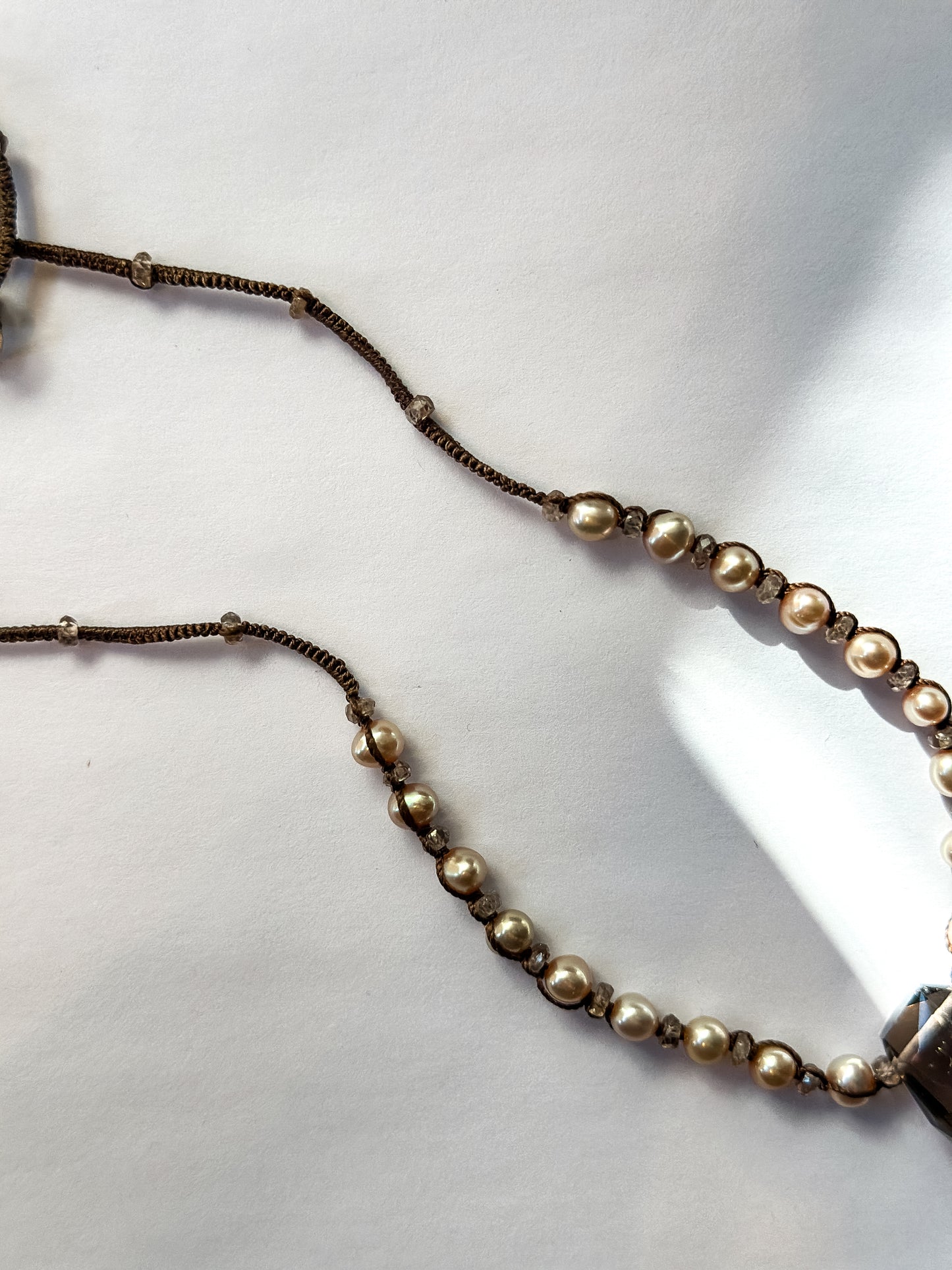 DANIELLE WELMOND |  Necklace of Brown Zircon, Pearls and Smokey Quartz
