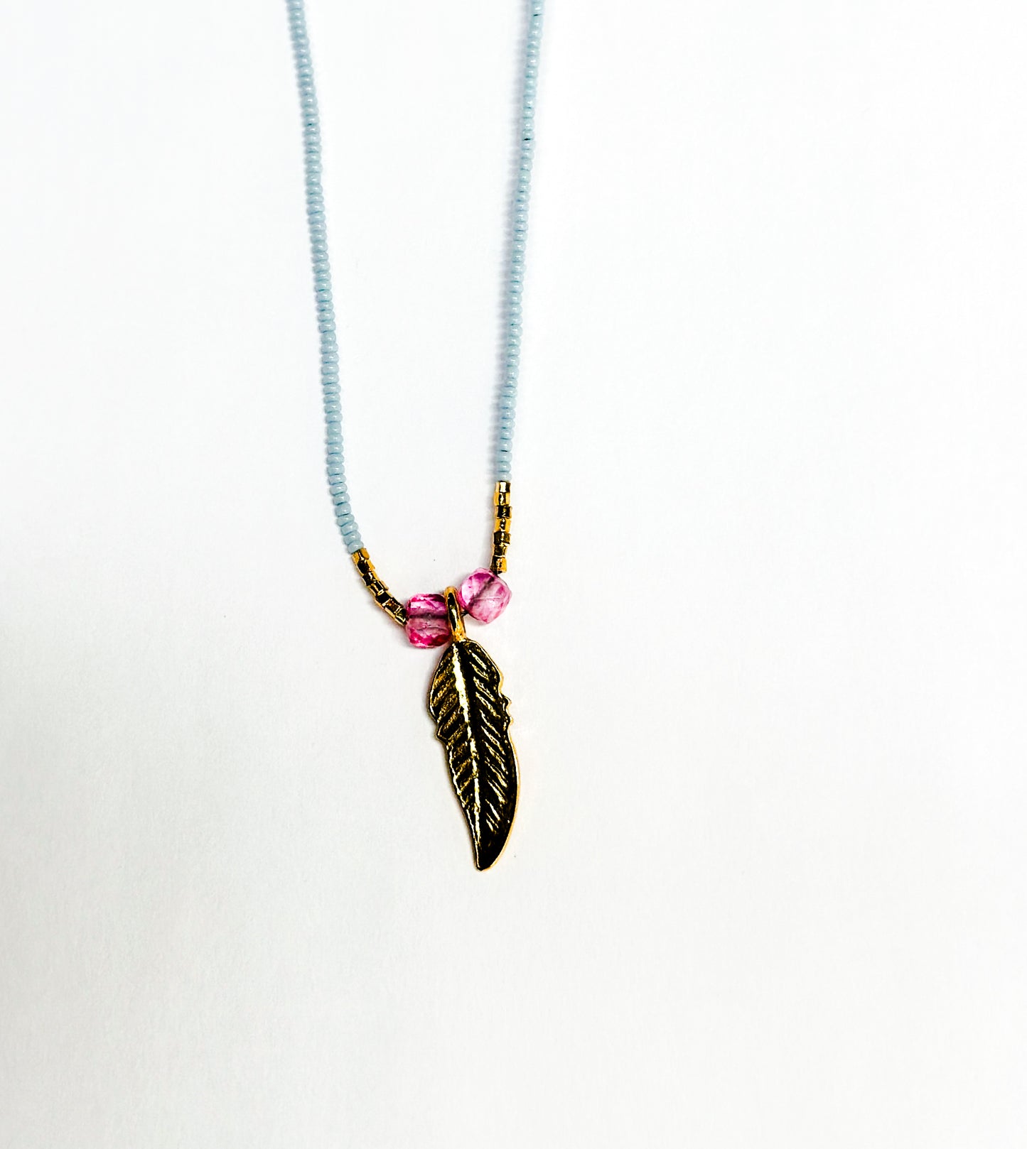 DEBBIE FISHER | Seed Beads w/ Pink Topaz and Gold Vermeil Beads Necklace