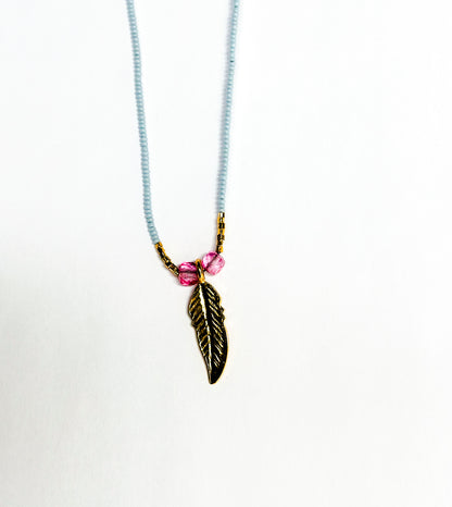 DEBBIE FISHER | Seed Beads w/ Pink Topaz and Gold Vermeil Beads Necklace