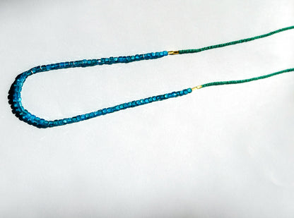 DEBBIE FISHER | Necklace of Jade Glass Seed Beads, Apatite and Gold Vermeil Beads