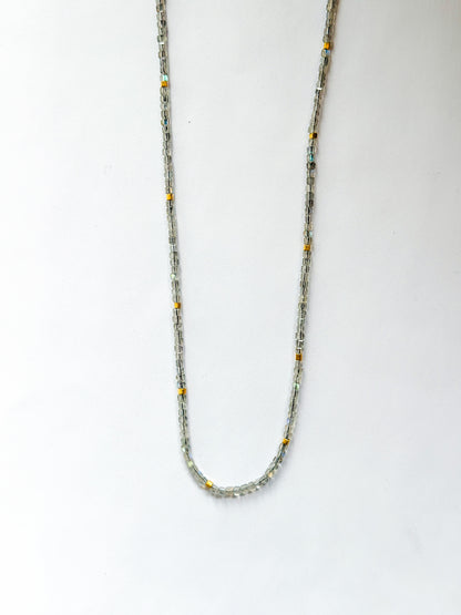 DEBBIE FISHER | Necklace of Clear Glass Beads and Gold beads
