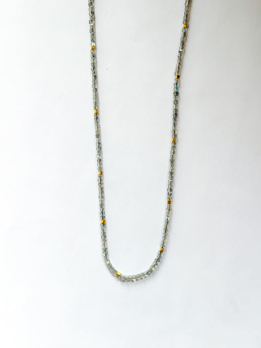 DEBBIE FISHER | Necklace of Clear Glass Beads and Gold beads